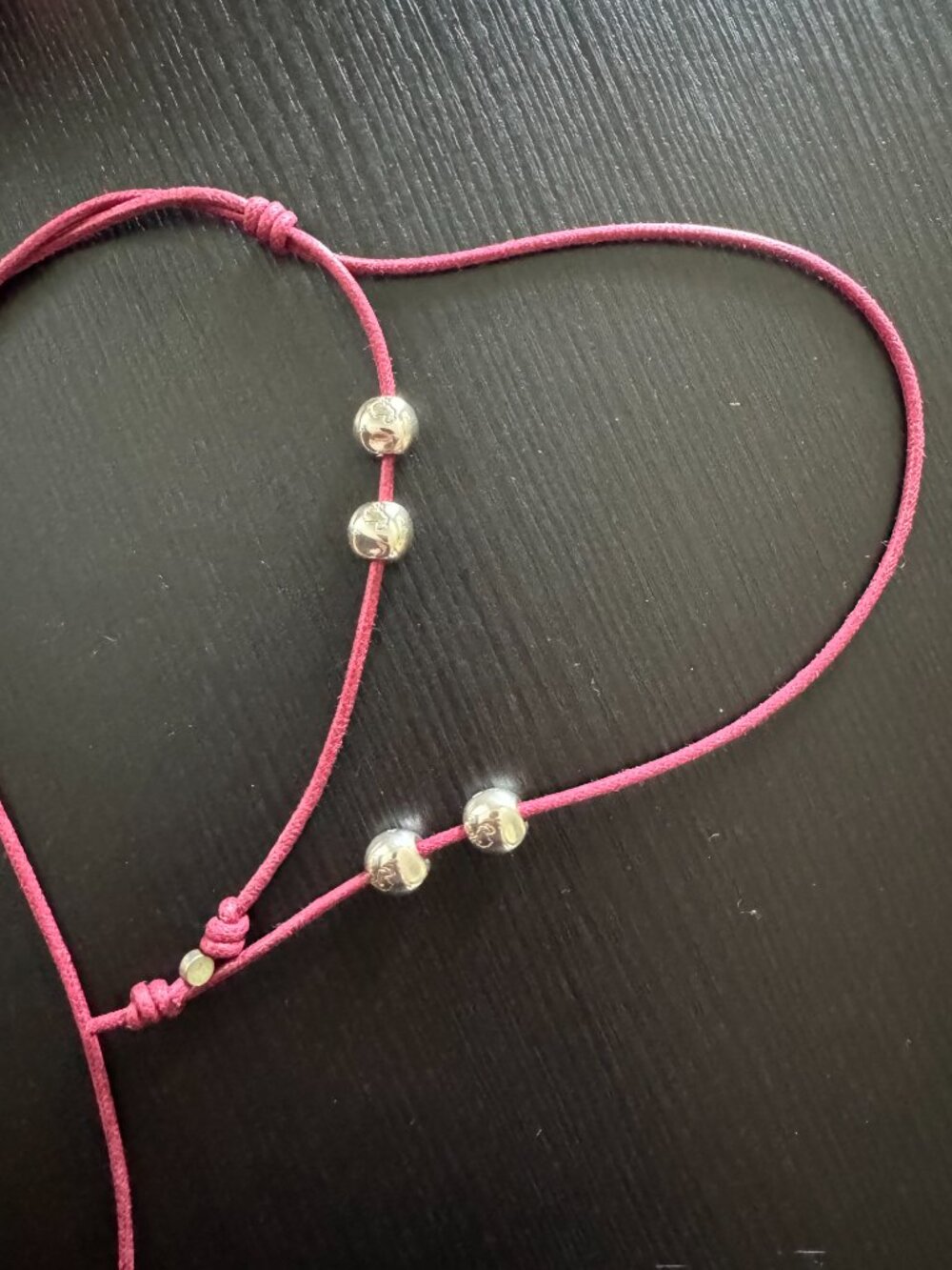 DoDo - Pepita Lariat Neckless, Sterling Silver + Burgundy Cotton Cord - Picture 2 of 12